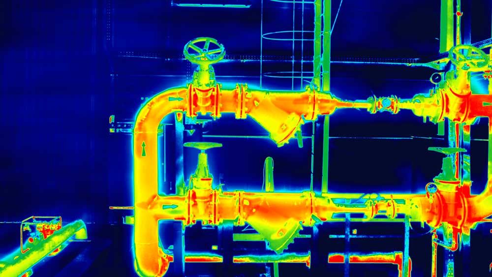 FLIR thermal imaging of piping heat
