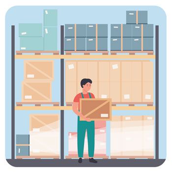 Packing boxes in warehouse graphics