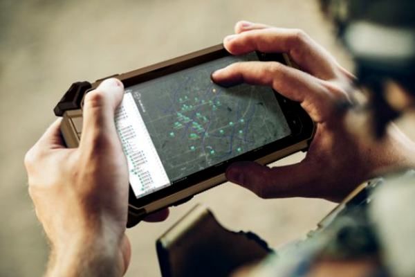 A military hold a rugged mobile devices