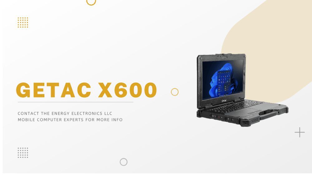 Getac X600 black laptop left facing