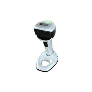 Zebra DS9900 white handheld scanner with green light