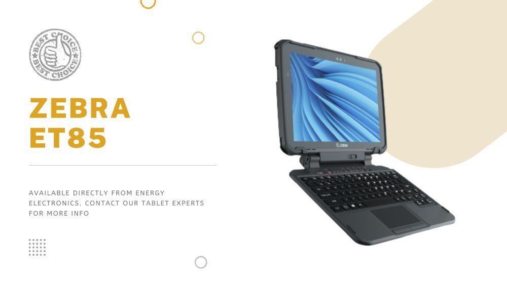 Zebra ET85 black rugged tablet with keyboard