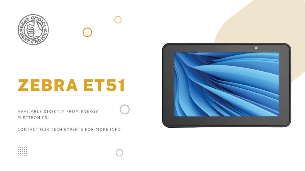 Zebra ET51 black windows enterprise tablet, front view