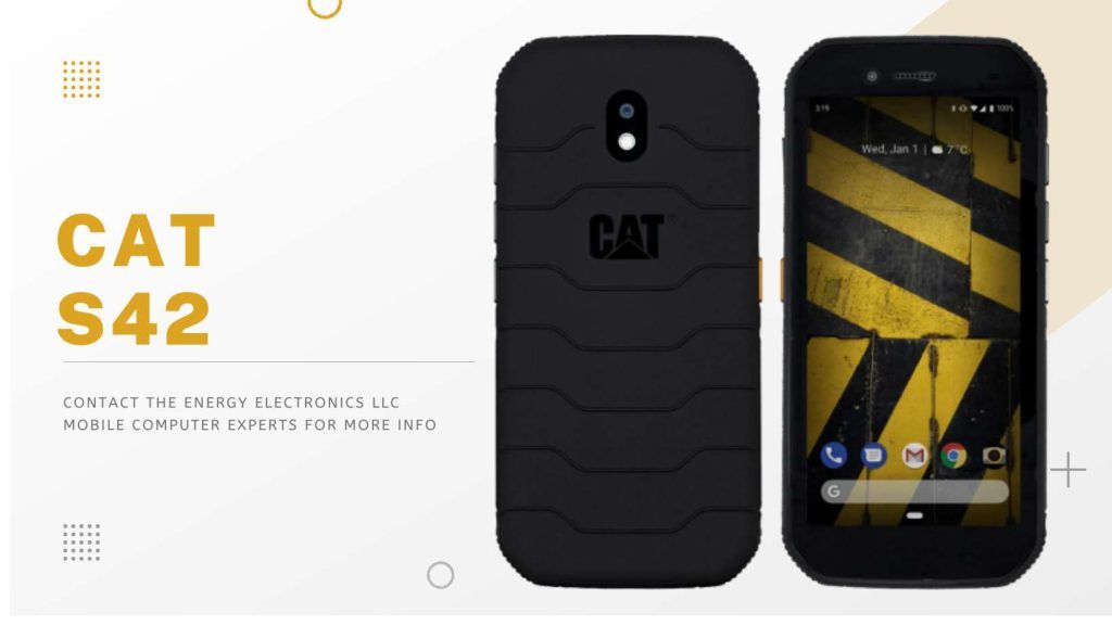 Cat S42 rugged smartphone black front and back