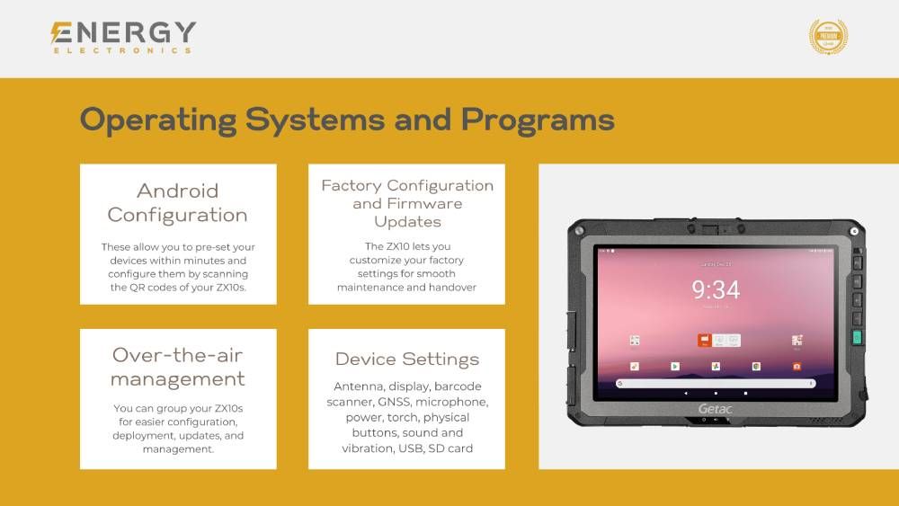 Getac ZX10 Operating Systems and Programs