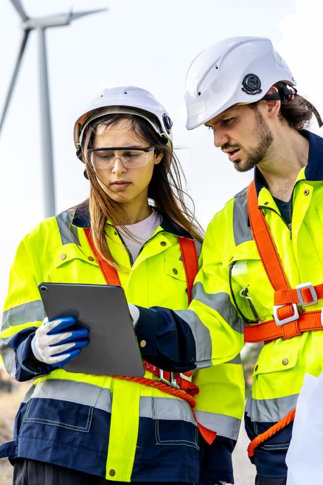 Field Service Workers Using Rugged Tablet