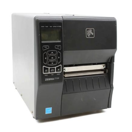 grey Zebra ZT230 industrial printer facing right