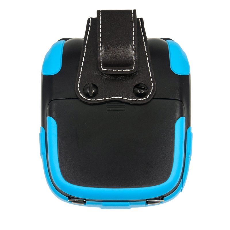 Blue-black SP320 mobile printer with belt buckle