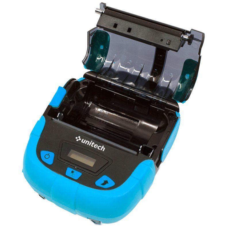 blue-black SP320 mobile printer cover is open