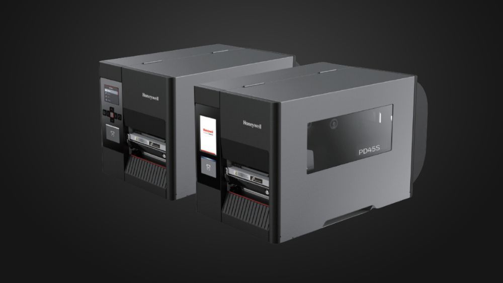 Honeywell PD45S Industrial Printer on black background