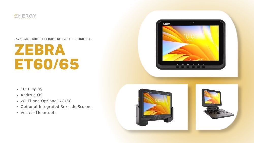 Zebra ET60ET65 rugged tablets front and back view and specs