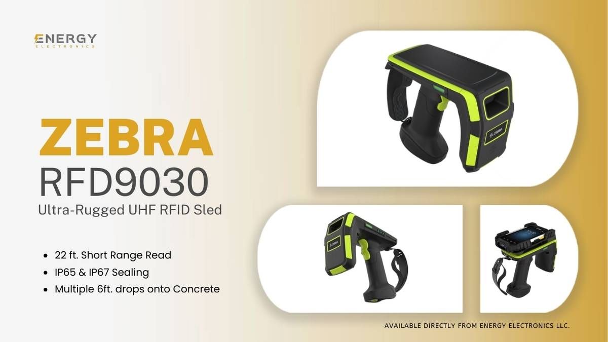 Zebra RFD9030 Ultra-rugged UHF RFID sled top side and back views